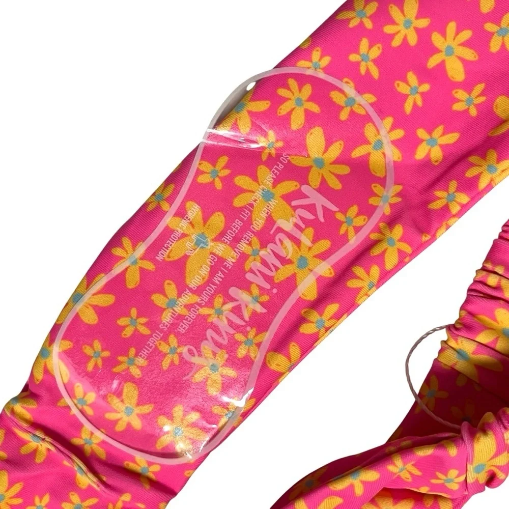 🌼 NWT Kulani Kinis Y Cheeky Bikini Bottoms – Pink Daisy – Medium